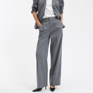 Wide Leg Trousers in Tennis Stripes, Length 31.5