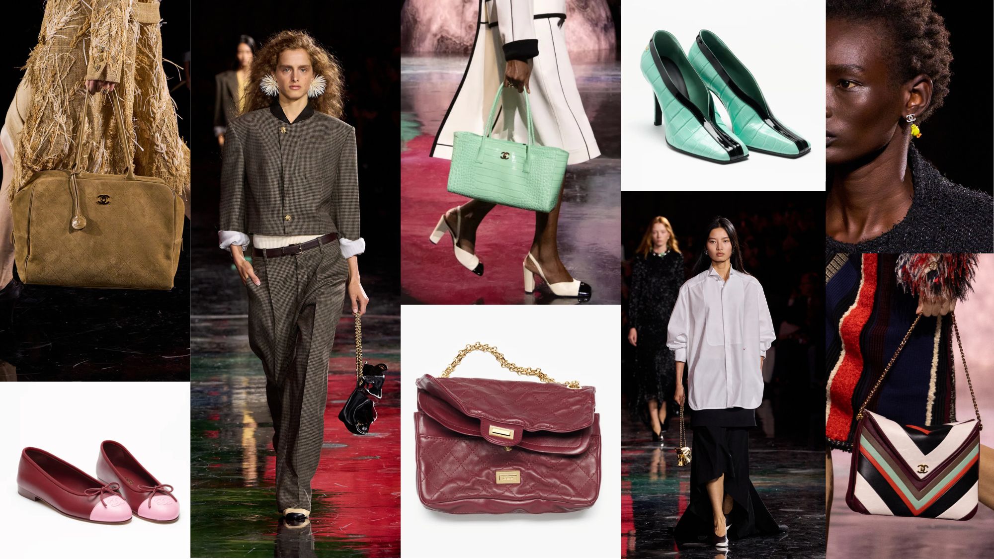 a collage of items from the chanel ss26 collection