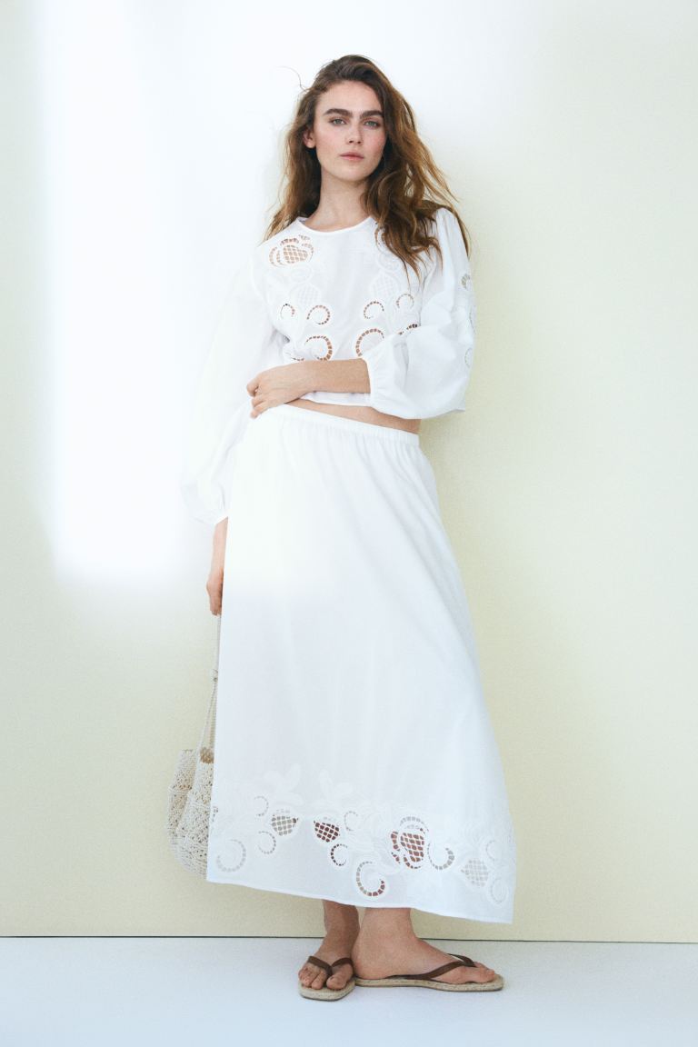 Broderie Anglaise Cotton Blouse