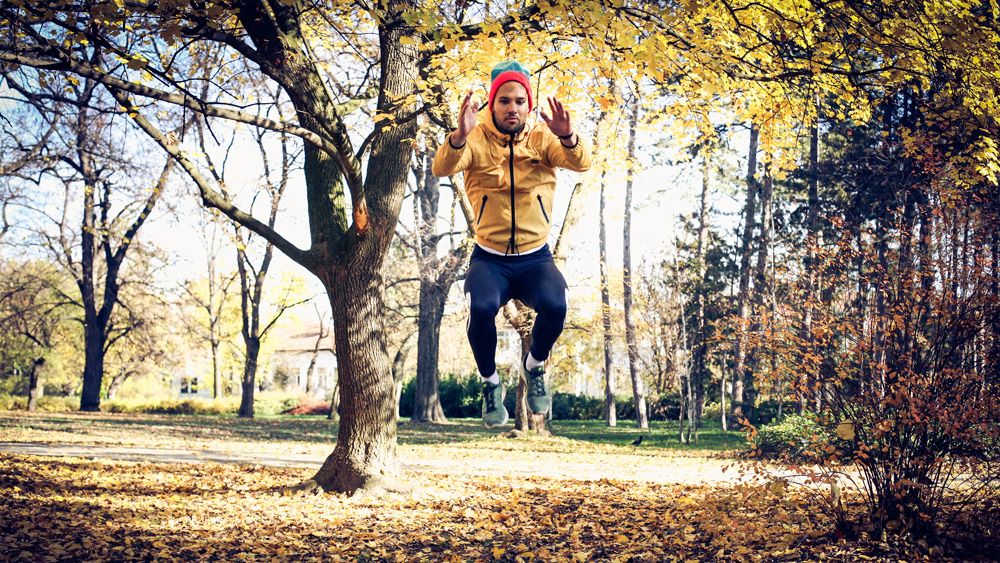 Man jumping in park