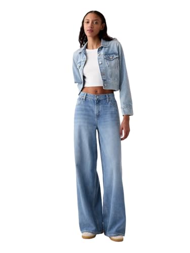 Gap Women's Mid Rise Baggy Denim, Light Indigo 11, 26