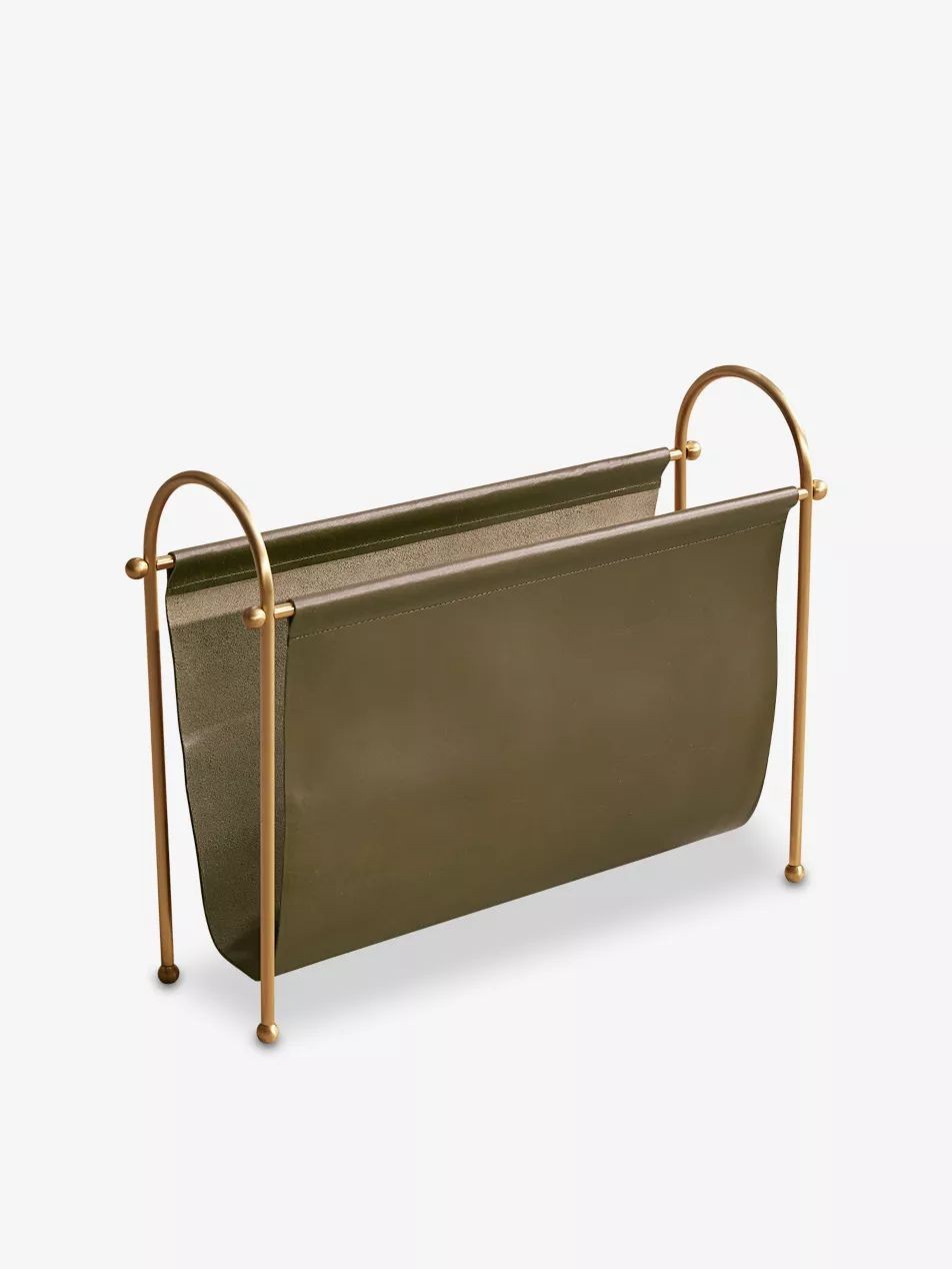 Meard Leather and Brass Magazine Rack