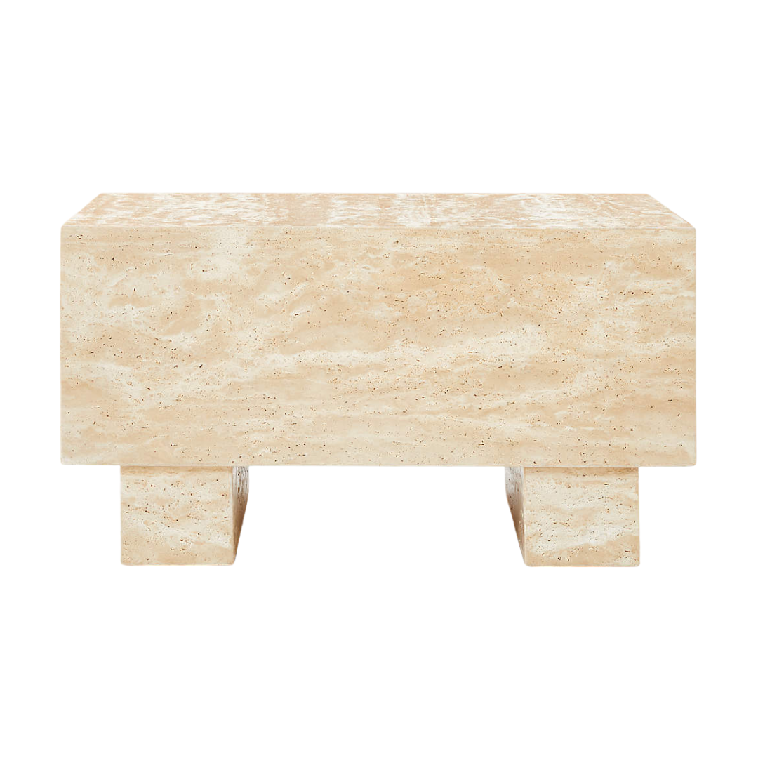 Enyo Square Travertine Side Table