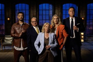 Steven Bartlett, Touker Suleyman, Deborah Meaden, Sara Davies and Peter Jones in Dragons' Den.