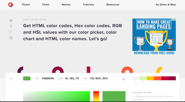 HTML Color Code download screen