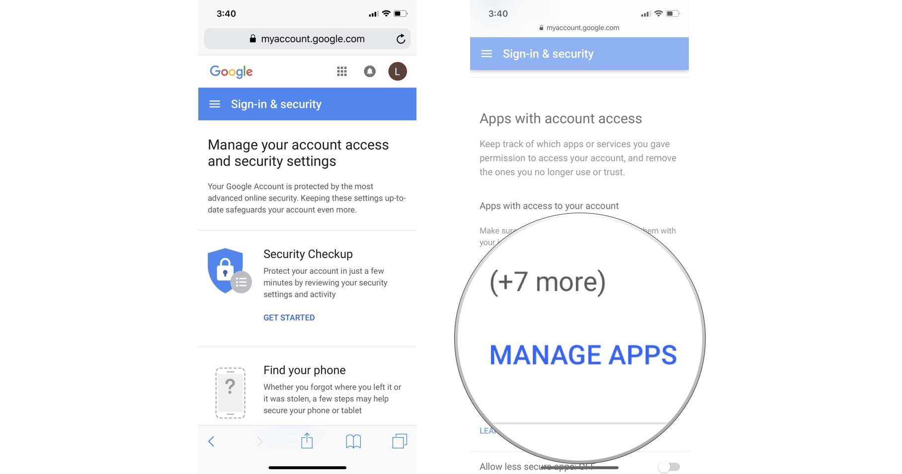 Google app access