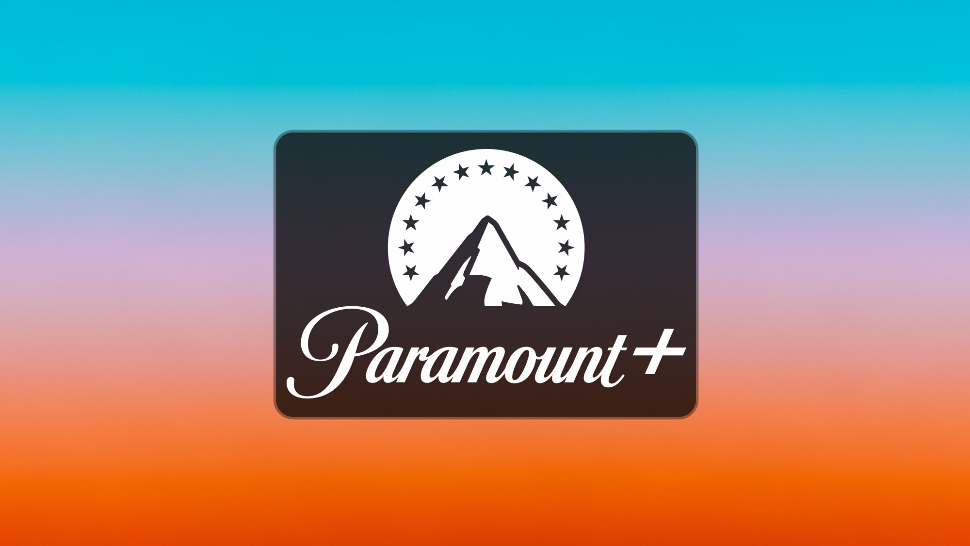 Paramount+ logo on a orange-blue background
