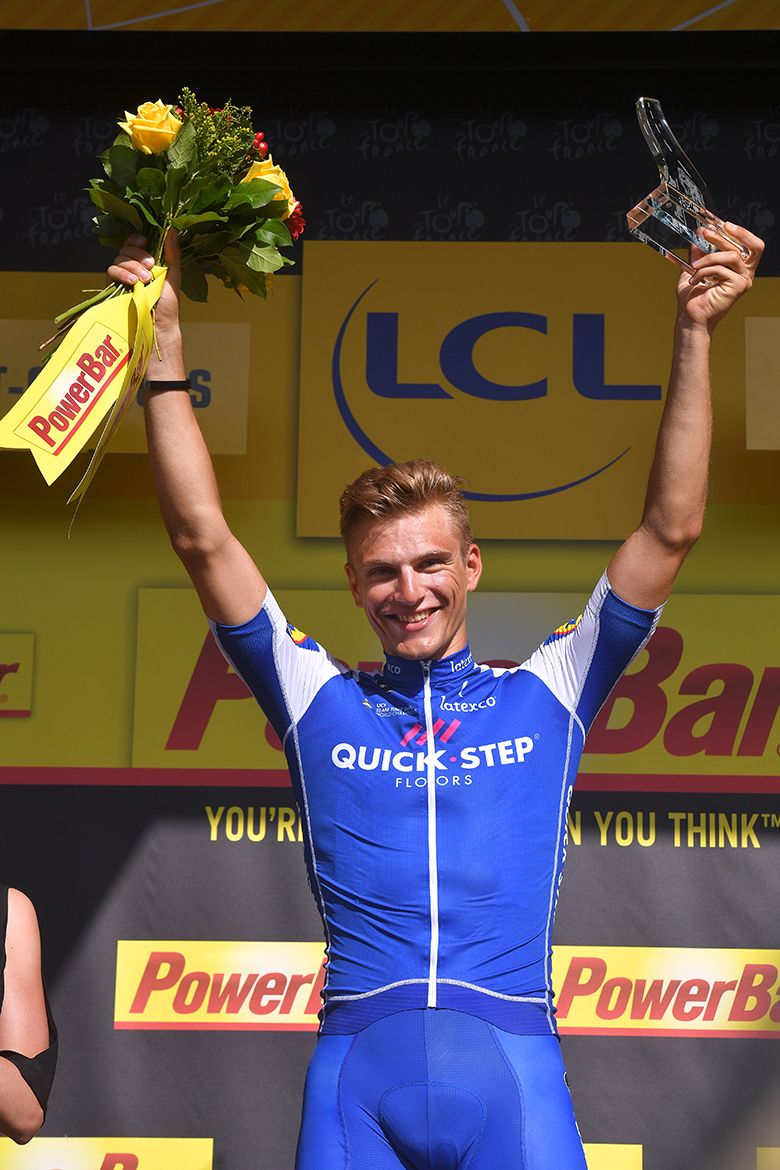 Marcel Kittel on the podium after winning stage 7 of the Tour de France