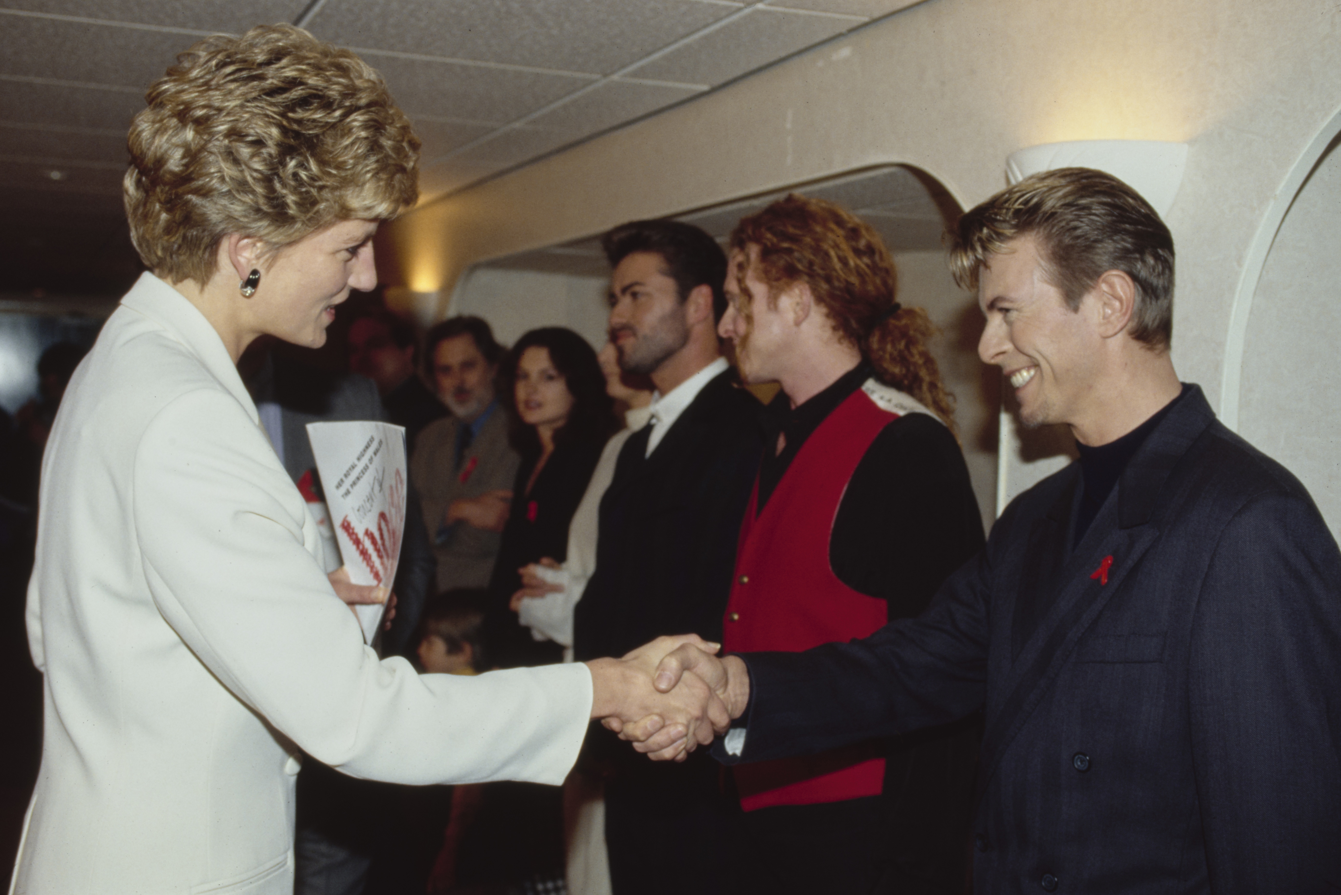 Princess Diana and David Bowie at the Concert of Hope benefit for World AIDS Day at Wembley Arena in London on December 2, 1993