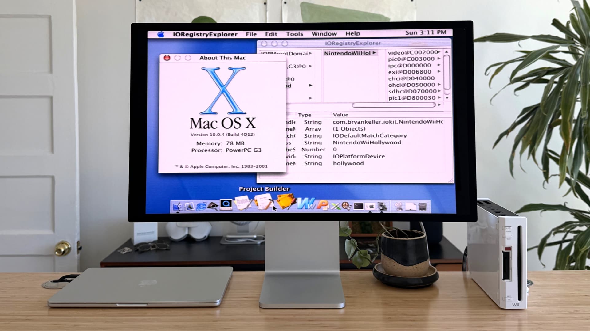 Apple's Mac OS X Cheetah operating system running on a Nintendo Wii games console.