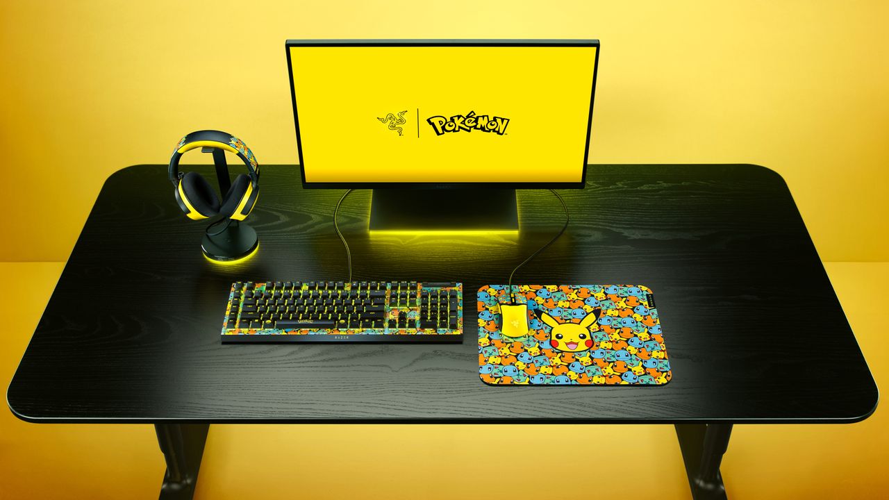 Render of the Razer x Pok&eacute;mon Collection of PC gaming accessories.
