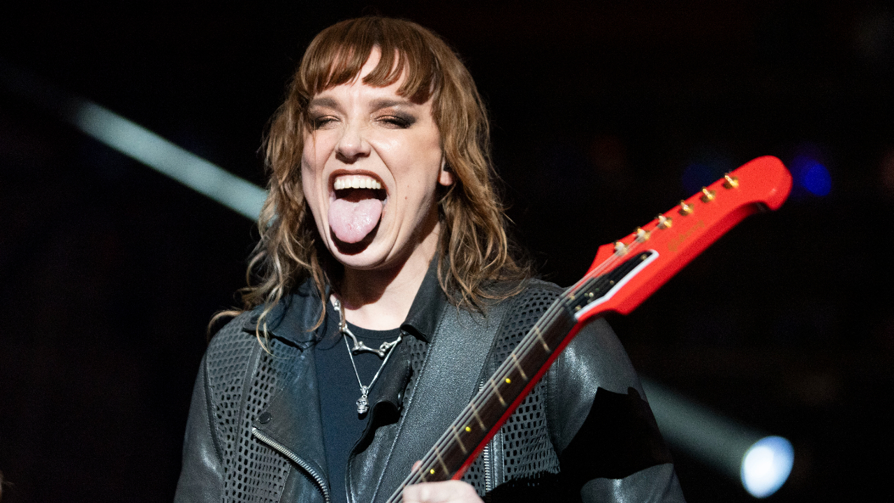 Lzzy Hale onstage with Halestorm in 2026