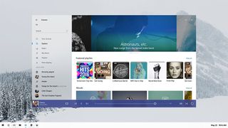 A previously leaked image of Project Neon applied to the Groove music app.