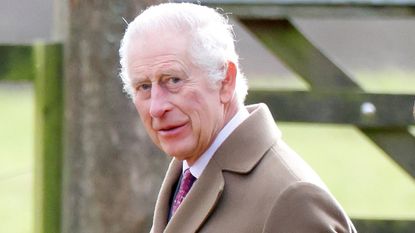 King Charles III attends the Sunday service at the Church of St Mary Magdalene on the Sandringham estate on February 4, 2024