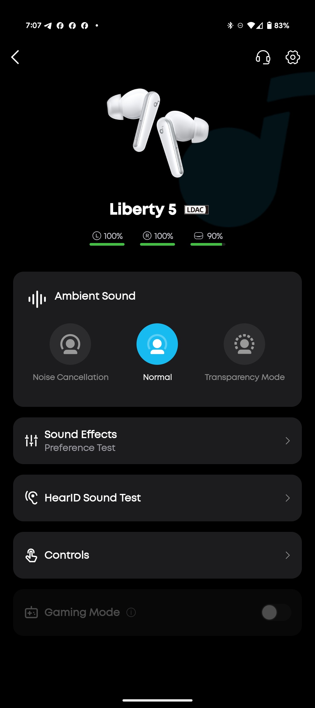 Soundcore Liberty 5 Soundcore app home screen