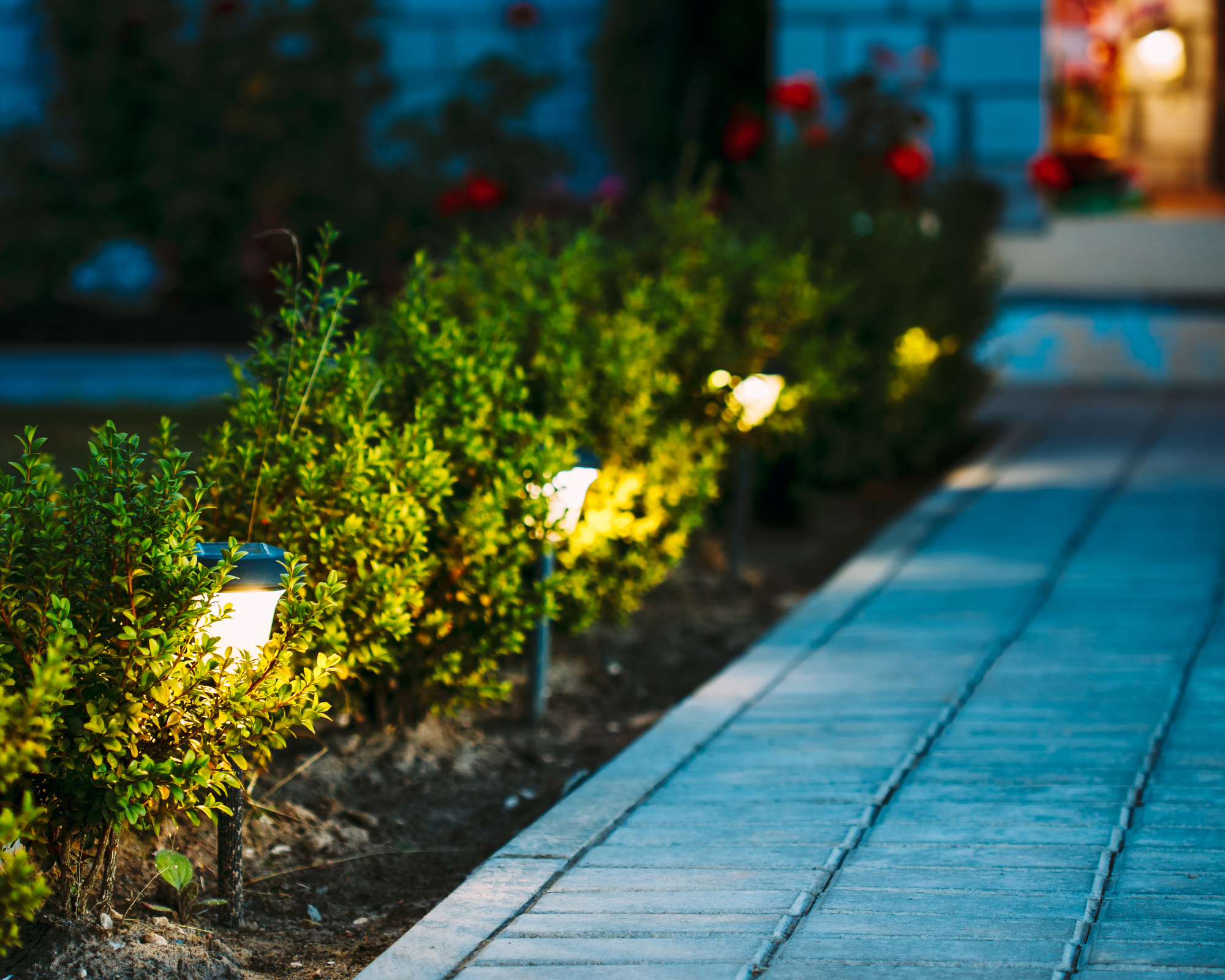 pathway lighting stakes illuminating a garden light