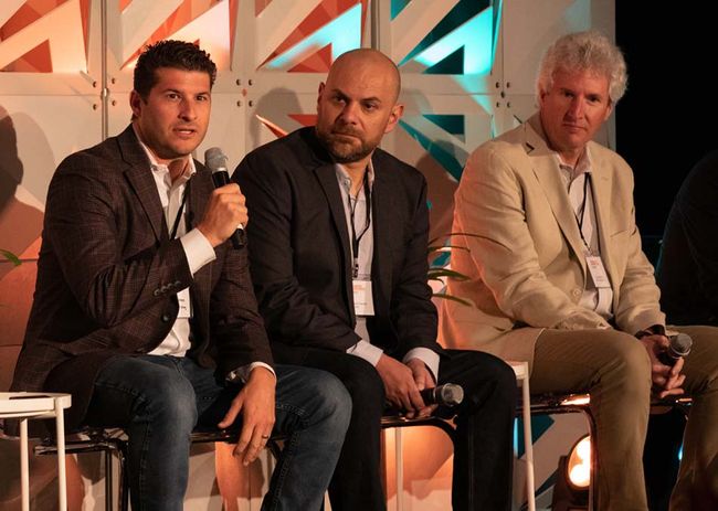 (From l.): &ldquo;Addressable Advertising Finally Made Easy&rdquo; panelists Matthew Van Houten of DirecTV Advertising, Muhammad Eldereiny of RPA and Bruce Anderson of Invidi Technologies.