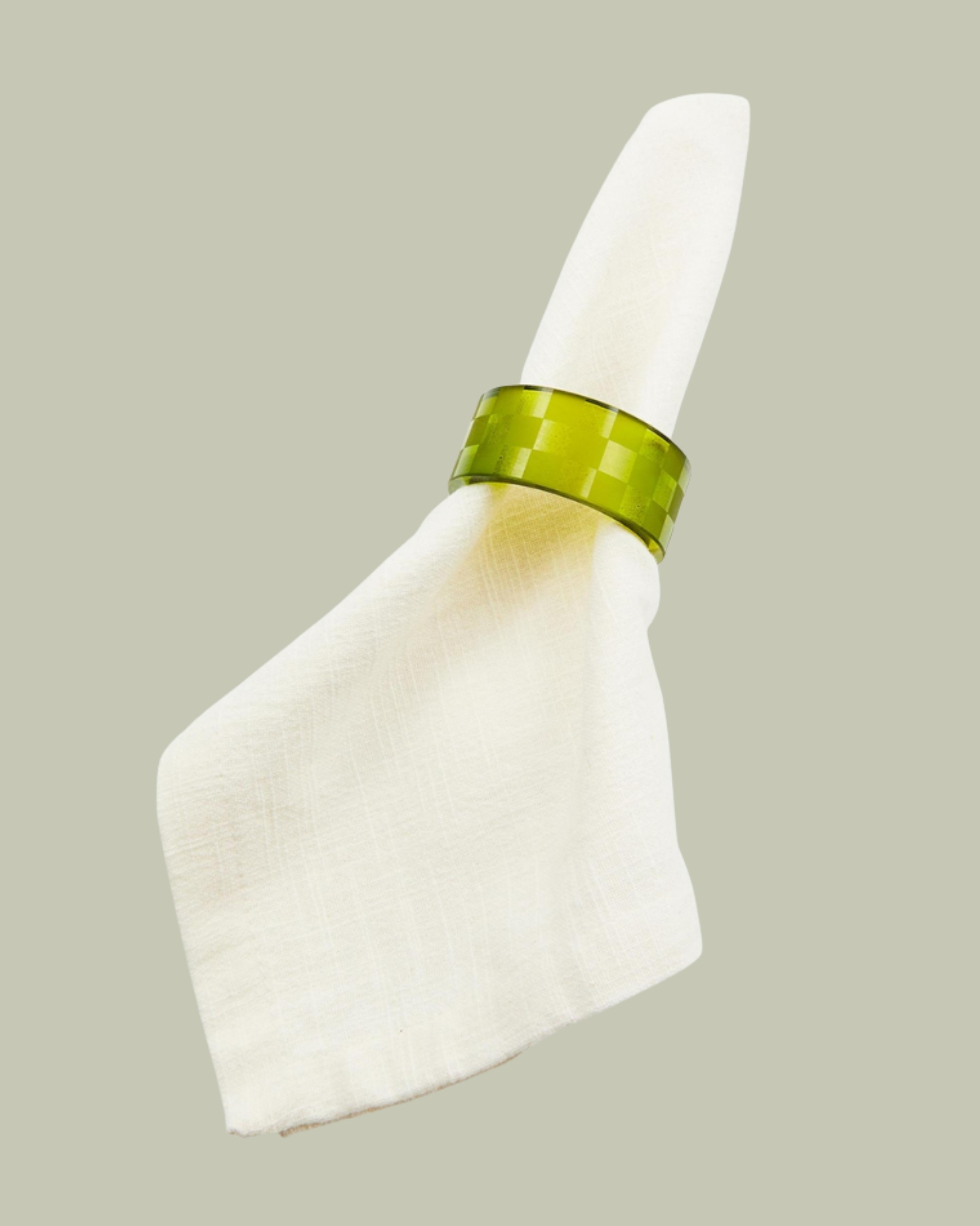 Check 4-Piece Glass Napkin Ring Set