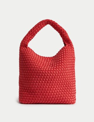 M&S RED BRAIDED BAG