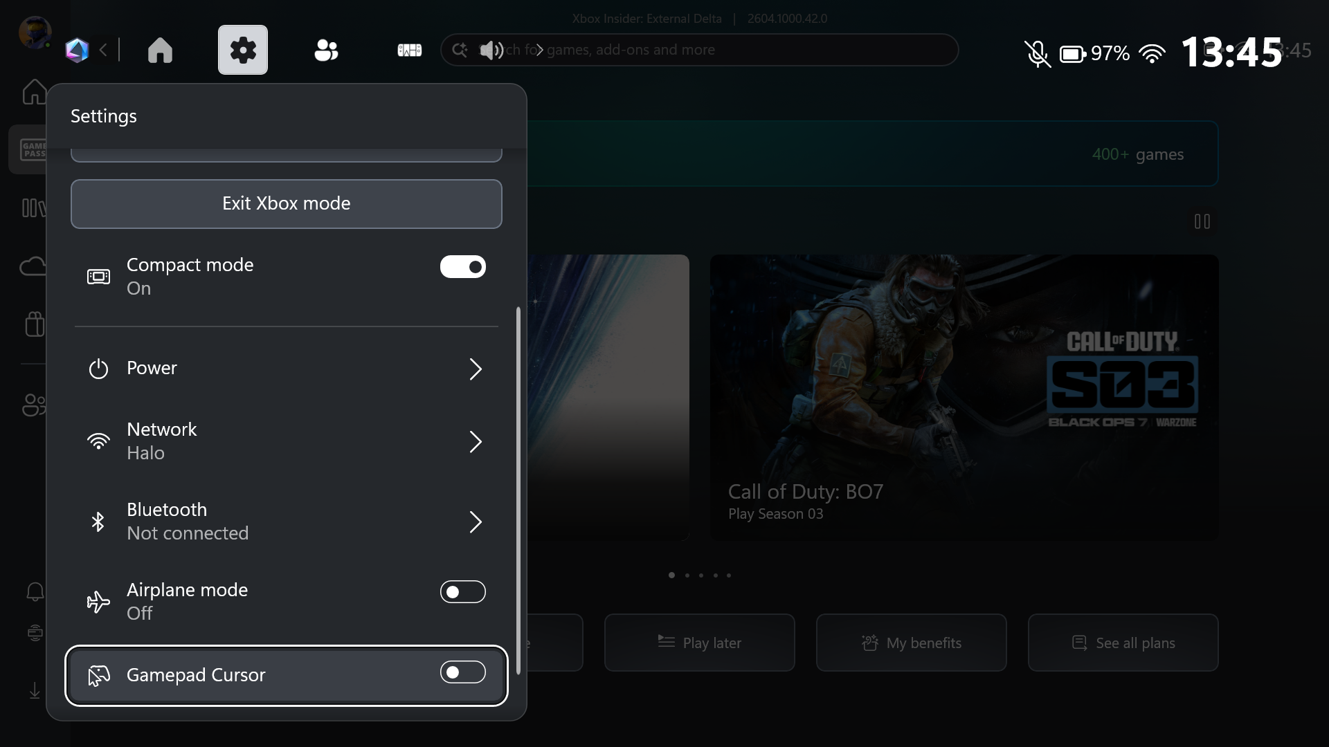 Image showcasing the new Gamepad cursor toggle