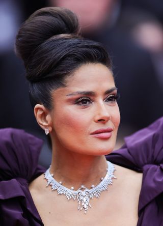 Salma Hayek attends the "Killers Of The Flower Moon" red carpet during the 76th annual Cannes film festival at Palais des Festivals on May 20, 2023 in Cannes, France