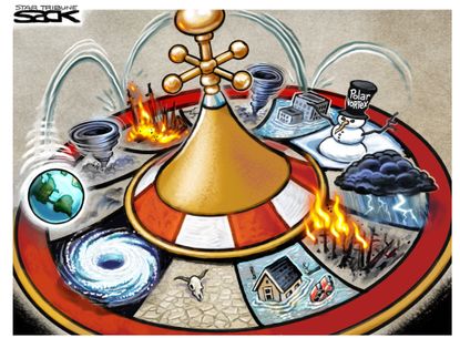Editorial Cartoon U.S. Crazy Climate Roulette