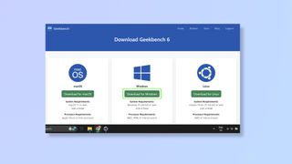 Screenshot of the Geekbench website's download page. 