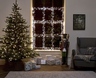Christmas window lighting ideas with a nutcracker