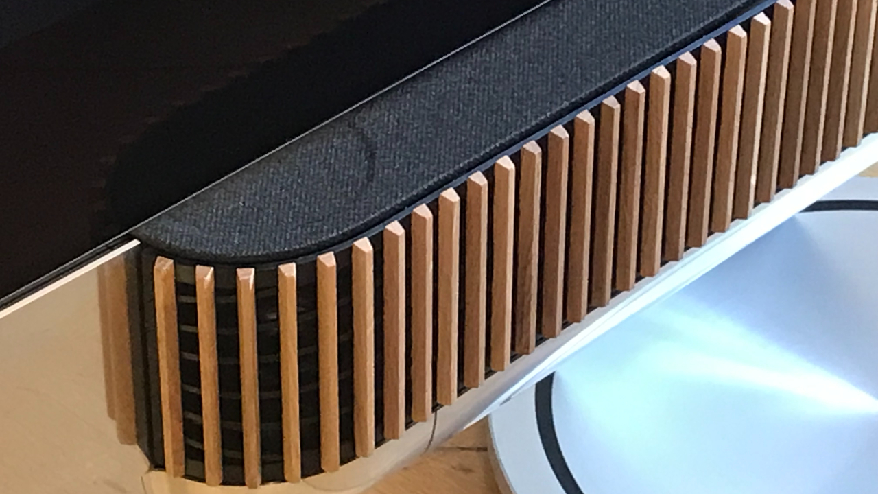 Beosound Theater details showing a beautiful wooden design