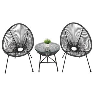 A rope-effect bistro set with two chairs and a table