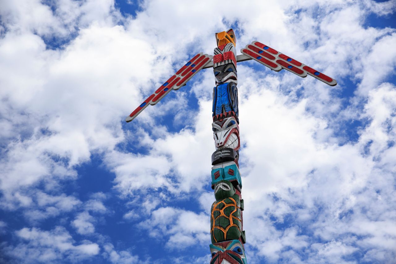 Totem pole at Vermillion Bay, Ontario, Canada.