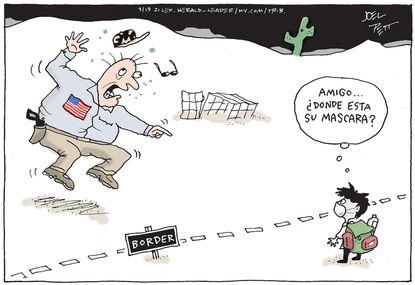 Political Cartoon U.S. mexico border children