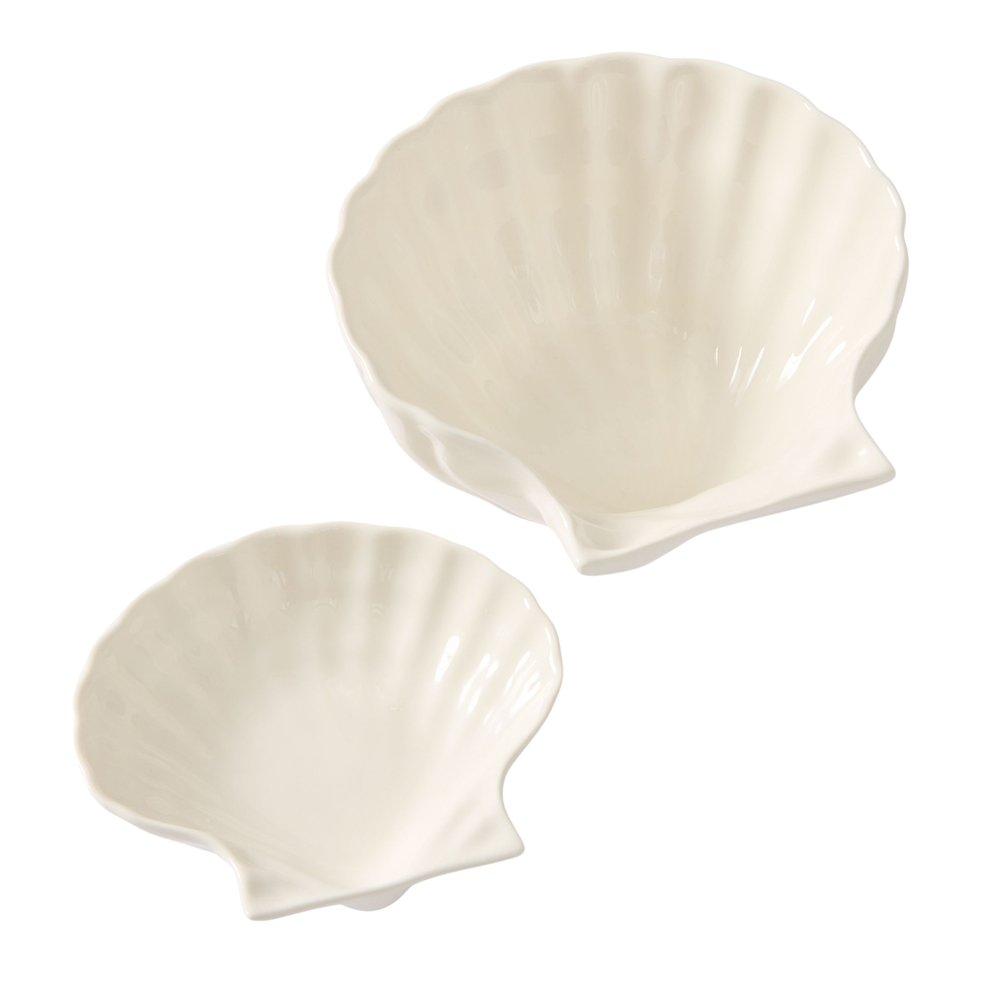 two shell-shaped bowls