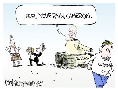 Political cartoon David Cameron Putin Scotland world