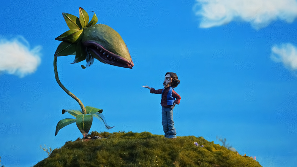 An image from a stop motion video for a George Harrison film