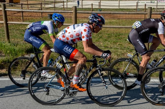 Sylvain Chavanel (IAM Cycling) in the polka-dot mountains jersey