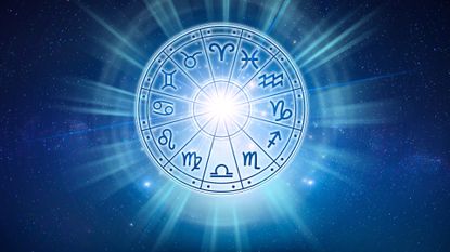 Zodiac signs inside of horoscope circle