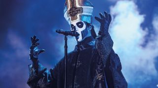 Tobias Forge performing with Ghost in 2017 under the Papa Emeritus III persona