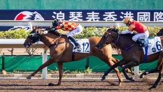 Jockey Lyle Hewitson riding Valiant Elegance wins the Race 5 Kowloon Tong Club Trophy