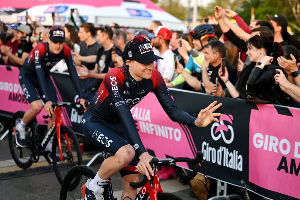 BUDAPEST HUNGARY MAY 04 Ben Tulett of United Kingdom and Team INEOS Grenadiers during the Team Presentation of the 105th Giro dItalia 2022 at Heroes Square Giro WorldTour on May 04 2022 in Budapest Hungary Photo by Stuart FranklinGetty Images