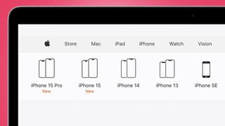Un portátil mostrando la nueva línea de iPhone en la tienda de Apple