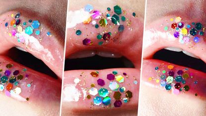 Nail, Glitter, Nail care, Nail polish, Finger, Lip, Cosmetics, Pink, Mouth, Manicure, 