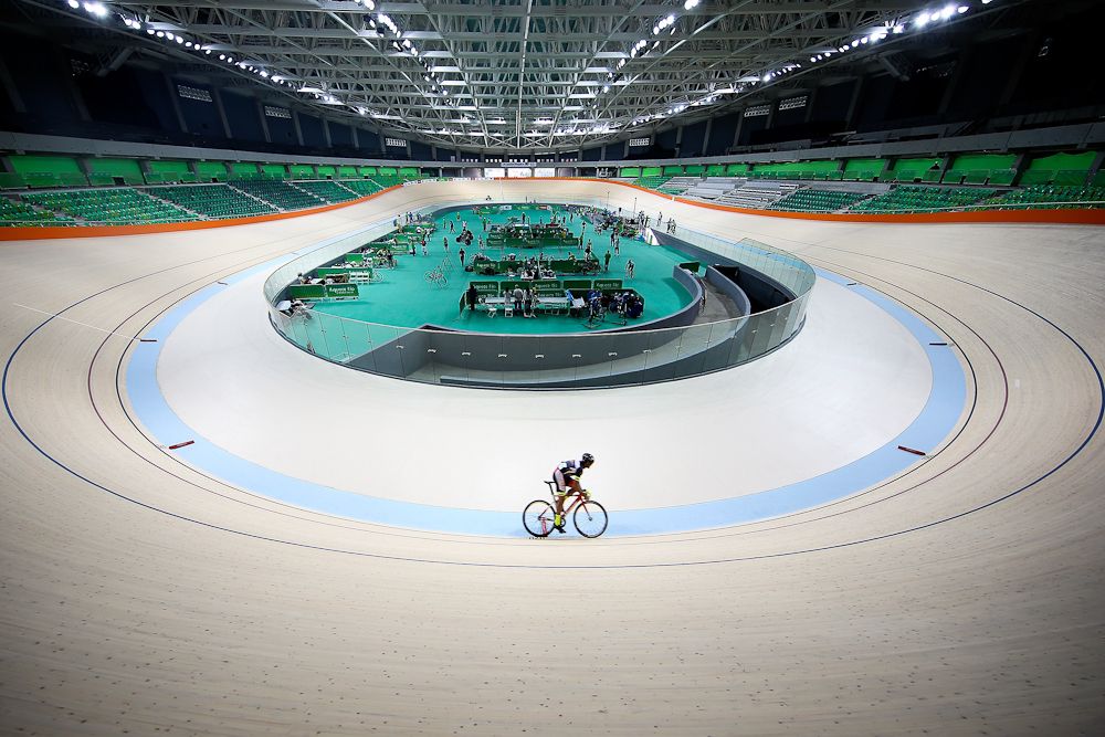 A Cyclist trains at the newly delivered Rio Olympic Velodrome at Olympic Park