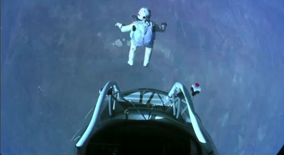 chocolate death hug World's Highest Skydive! Daredevil Felix Baumgartner Makes Record-Breaking  Supersonic 'Space Jump' | Space