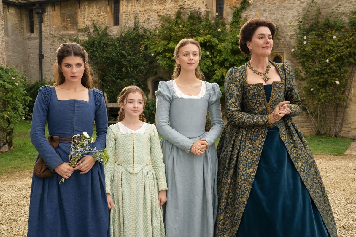 LADY JANE GREY (Emily Bader), MARGARET GREY (Robyn Betteridge), KATHERINE GREY (Isabella Brownson) and LADY FRANCES GREY (Anna Chancellor) in My Lady Jane episode 1 recap