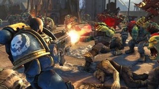 Still from the video game Warhammer 40K: Space Marine.