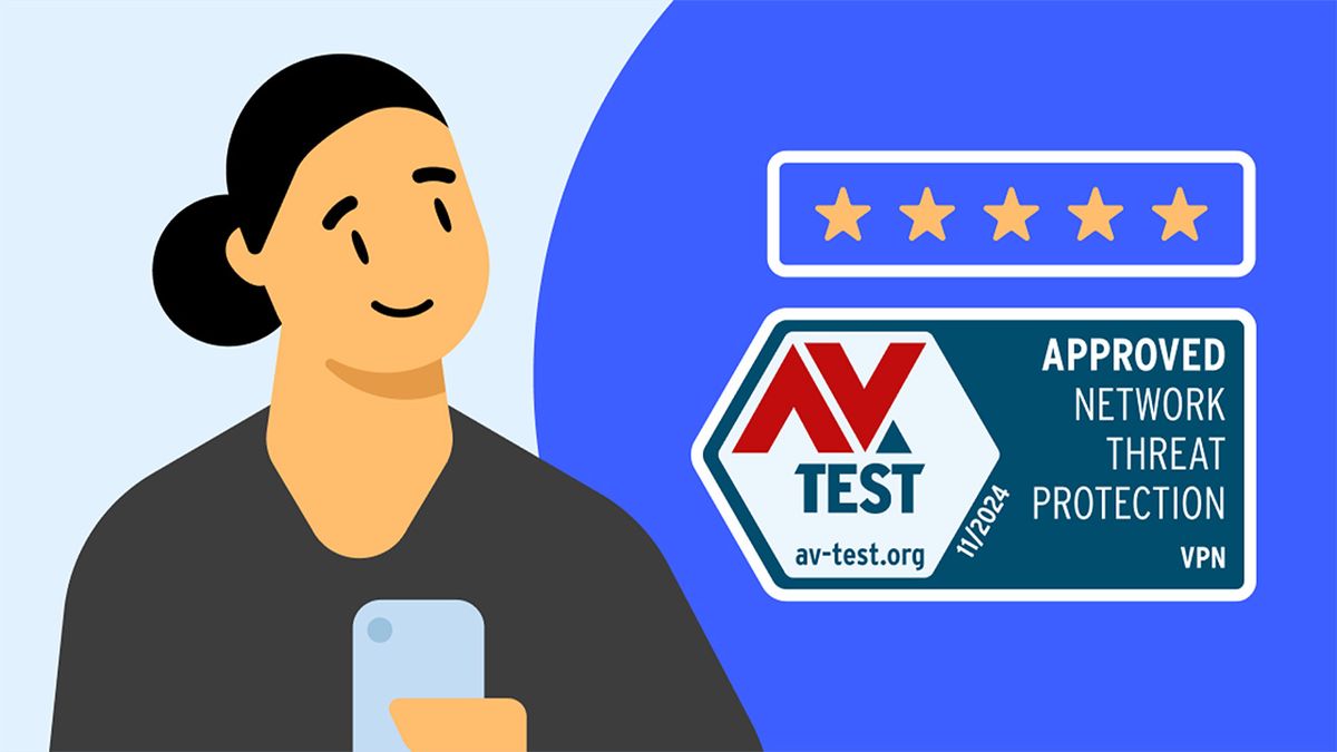 Cartoon image showing NordVPN is AV-Test approved