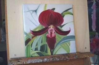 Finished oil painting of an orchid