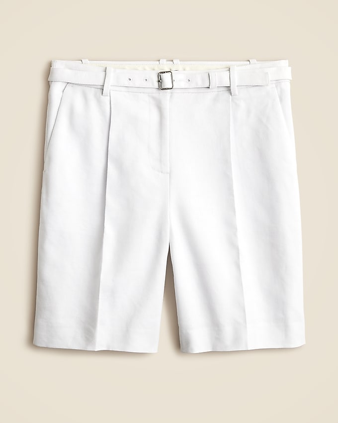 Pleated 9" Trouser Short in Stretch Linen Blend
