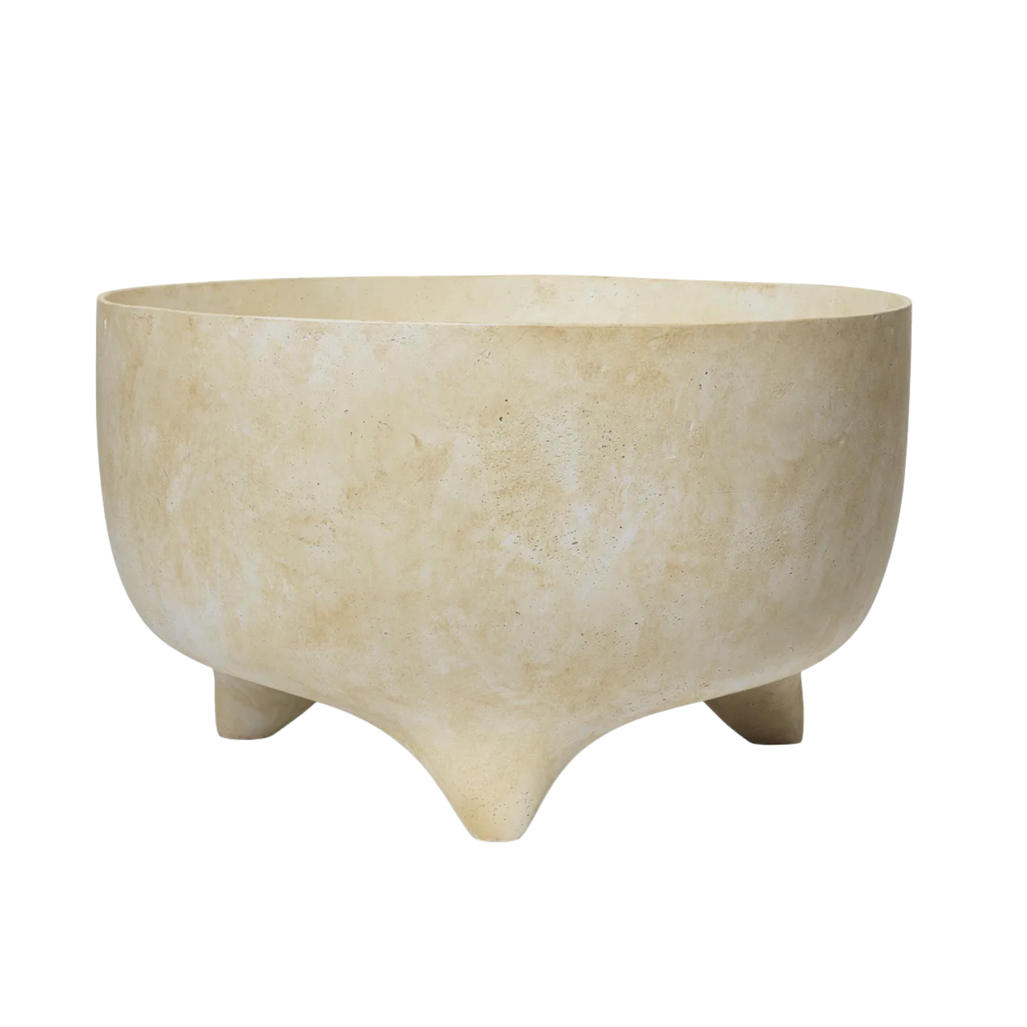 A stone flower pot in warm sand